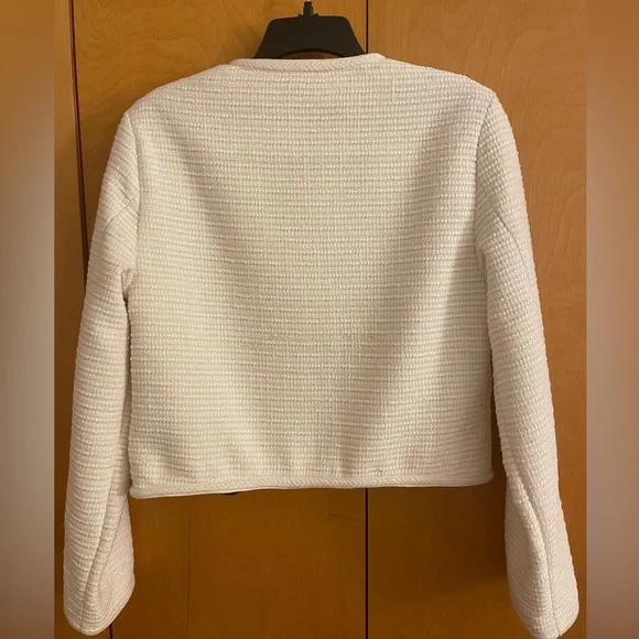 New Abercrombie &Fitch Collarless Tweed Women's Jacket. Cream (off white). M - Picture 10 of 14
